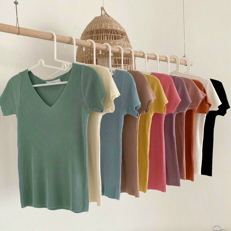 Áo Len Tăm Cổ Tròn Cổ Tim Hàng Quảng Châu