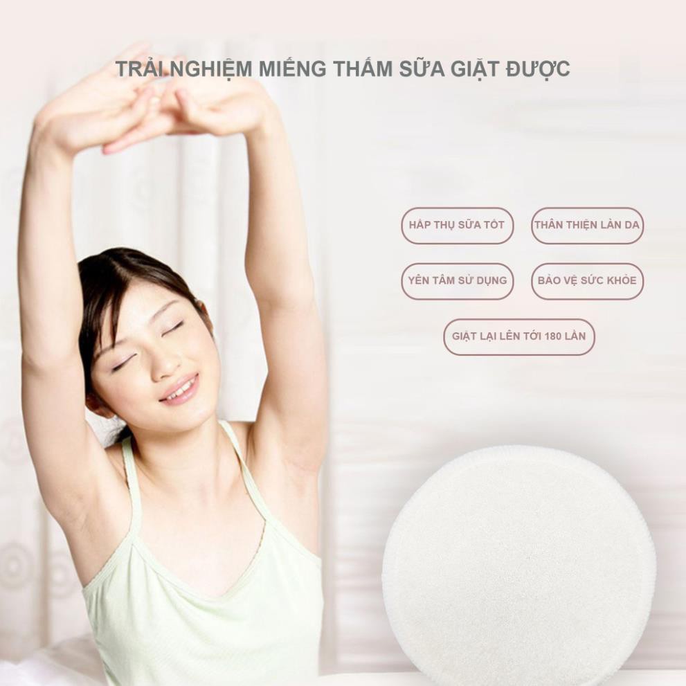 Miếng lót thấm sữa Kichilachi bằng vải giặt được, siêu thấm hút, chống trào ngược, khử mùi, thoáng mát
