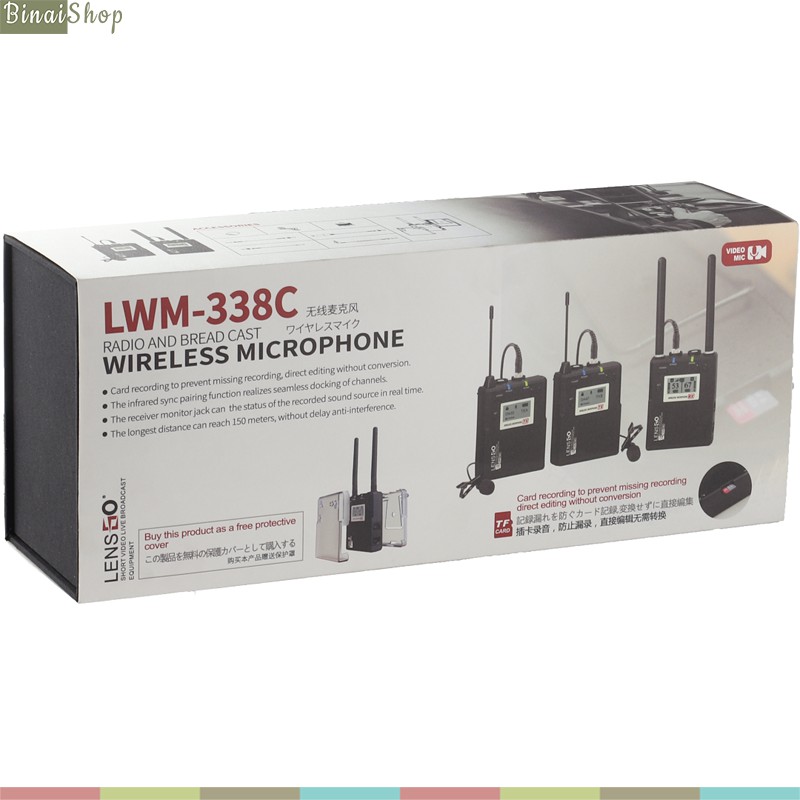 Lensgo LWM-338C singer - Micro Không Dây Sóng UHF, Thu Âm Cho Máy Ảnh, Phạm Vi Hoạt Động 150m