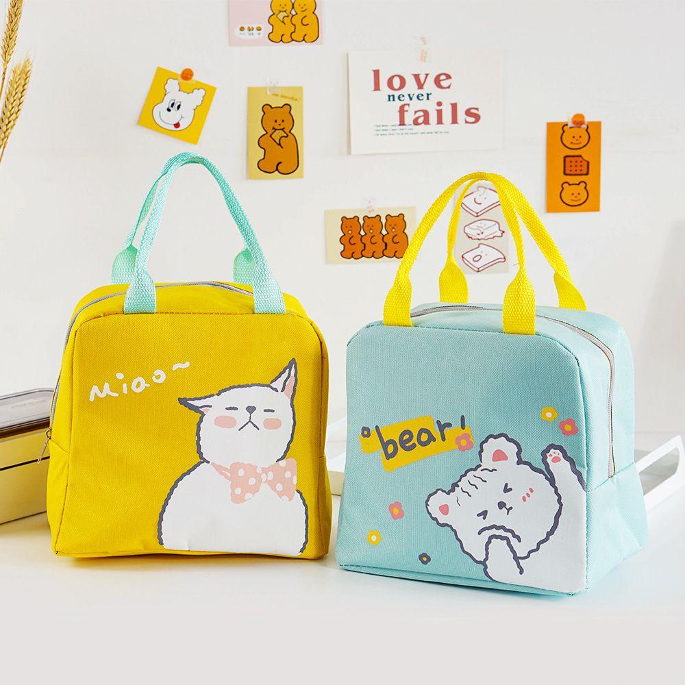 Túi Vải Oxford Giữ Nhiệt Đựng Thức Ăn Trưa Nhiều Màu Sắc Dễ Thương