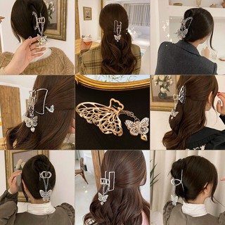 Kẹp gắp tóc kim loại phối dây xích mặt bướm sành điệu cho nữ