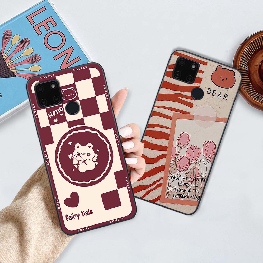 Ốp Realme C20 / C21Y gấu Bear rick caro vuông thời trang siêu đẹp