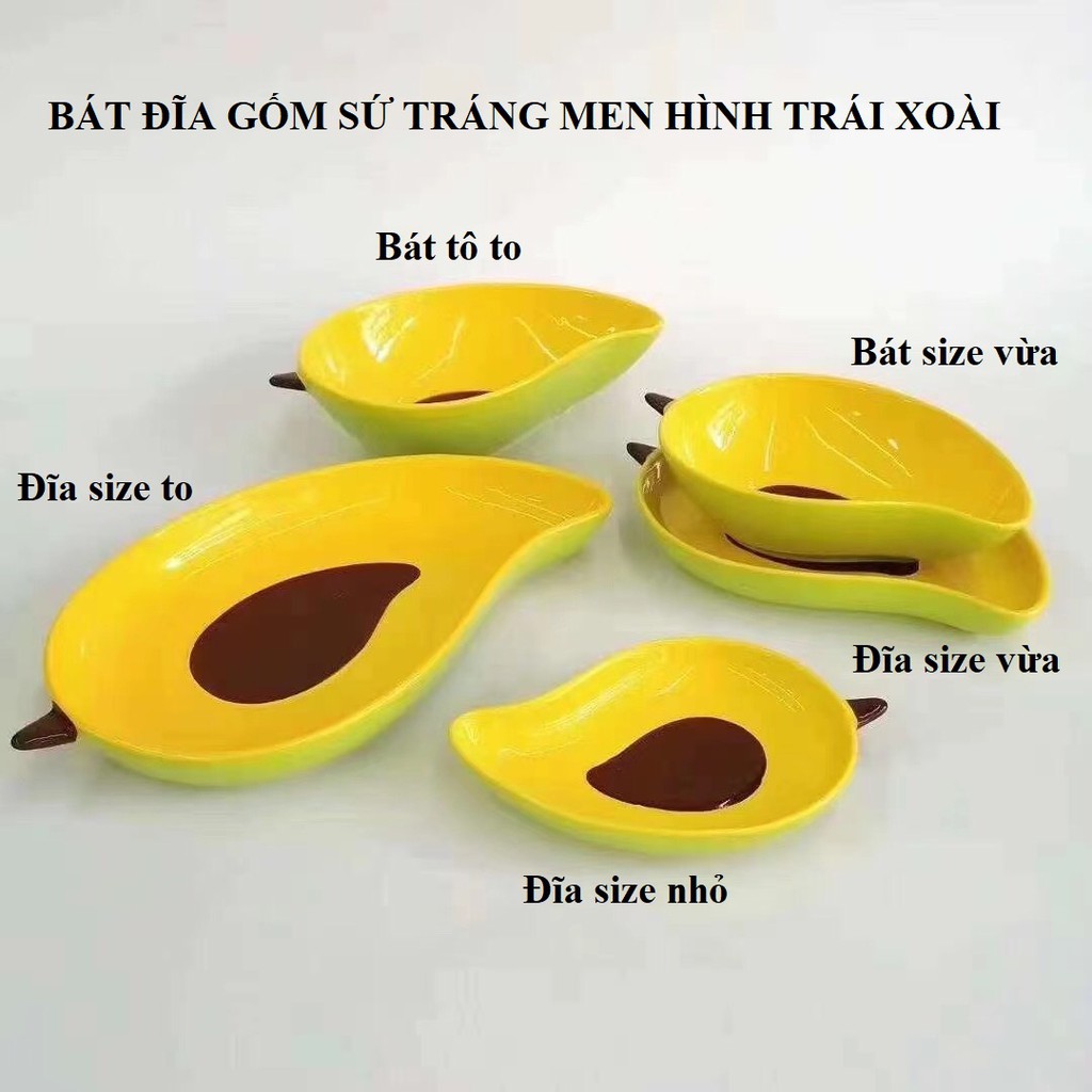 [MẪU MỚI] Bát Đĩa Gốm Sứ Tráng Men Cao Cấp Hình Trái Xoài