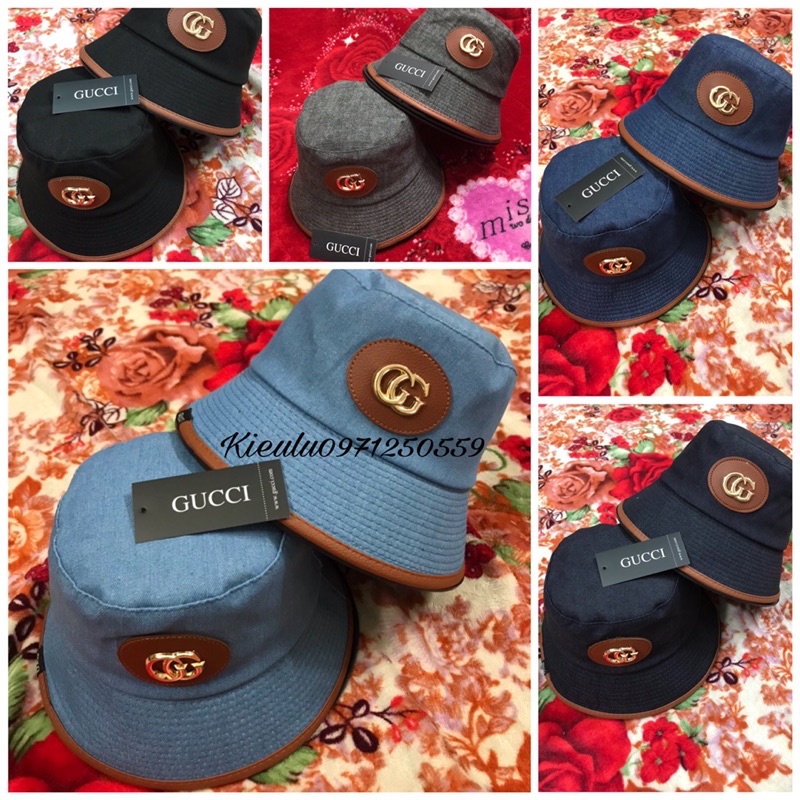 Nón BUCKET NAM/NỮ_Nón tai bèo jean viền da mạc da