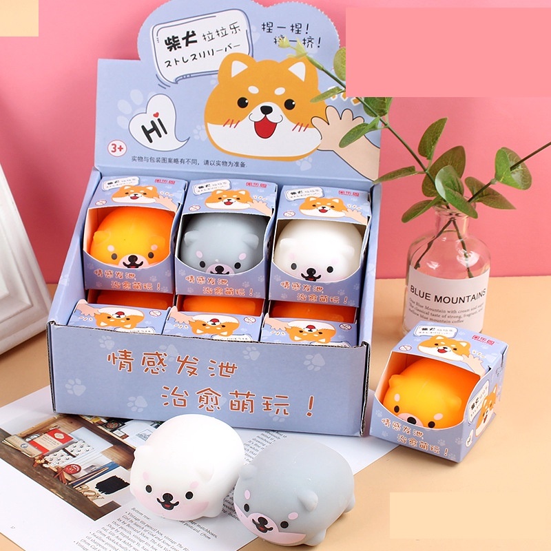 Thú dẻo bóp giảm stress - Chó Shiba - Bánh bao- Ếch, Ngựa, Vịt dạng mochi silicon bóp dẻo mẹ sóc