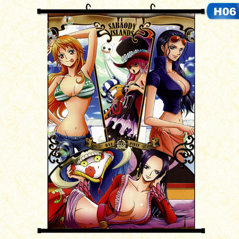 flowersqueen Tranh cuộn treo tường trang trí hình nhân vật hoạt hình trong One Piece
