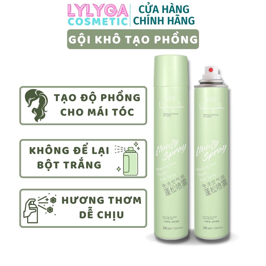 Dầu gội khô tạo phồng FLUUFY SPRAY 200ml dạng xịt gội đầu khô không cần nước dùng cho nam và nữ không bết tóc GK03