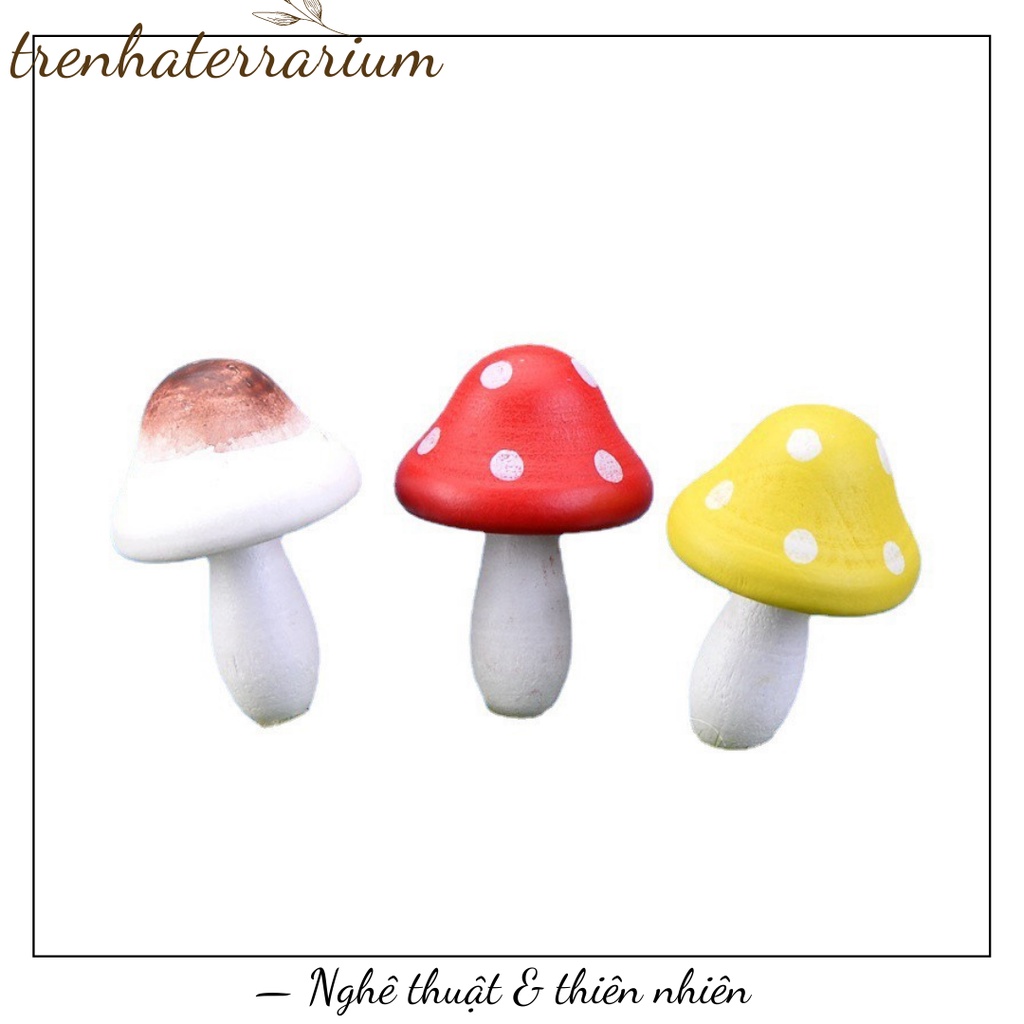 Tiểu cảnh nấm gỗ trang trí sen đá, xương rồng, terrarium, charm slime, cây cảnh mini, cây để bàn