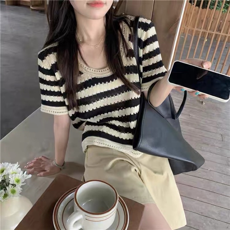 Áo ba lỗ len mongtoghi kẻ ngang mùa hè phong cách cá tính Aimee closet