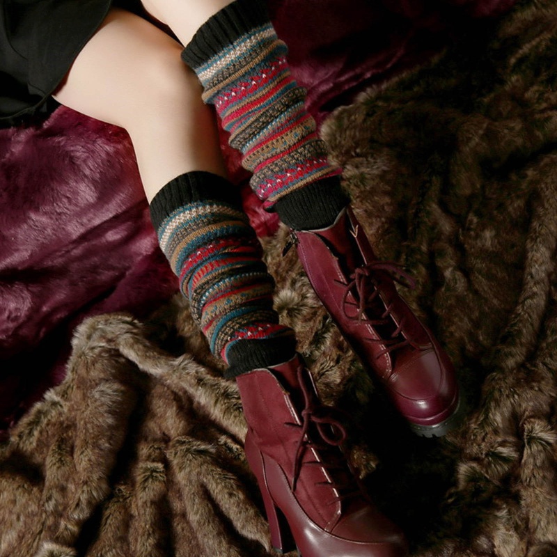 Đôi Tất Chân Len Dài Qua Gối Giữ Ấm Cho Nữ