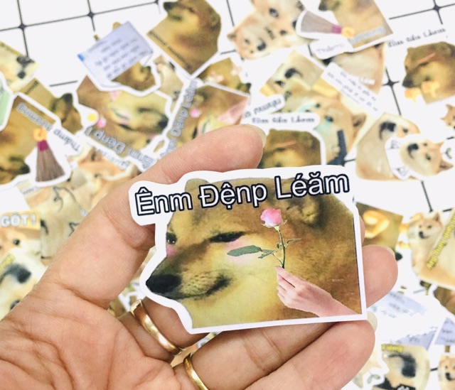 Sticker CHEEMS sét 20-50 cái ép lụa bóc dán , sticker hình chó cheems