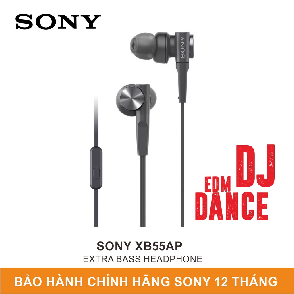 Tai Nghe Nhét Tai Có Mic SONY EXTRA BASS XB55AP - Âm Bass SIêu Mạnh - Hãng Phân Phối Chính Thức