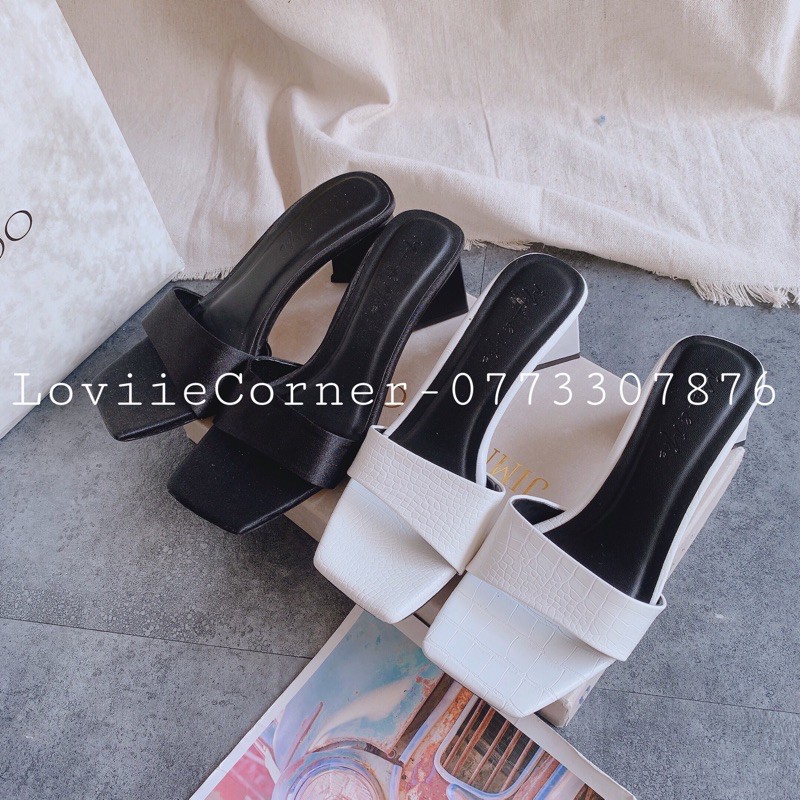 GUỐC NỮ LOVIIECORNER THỜI TRANG - DÉP CAO GÓT ĐẾ VUÔNG 5CM QUAI NGANG GÓT TRỤ D201046 D201267