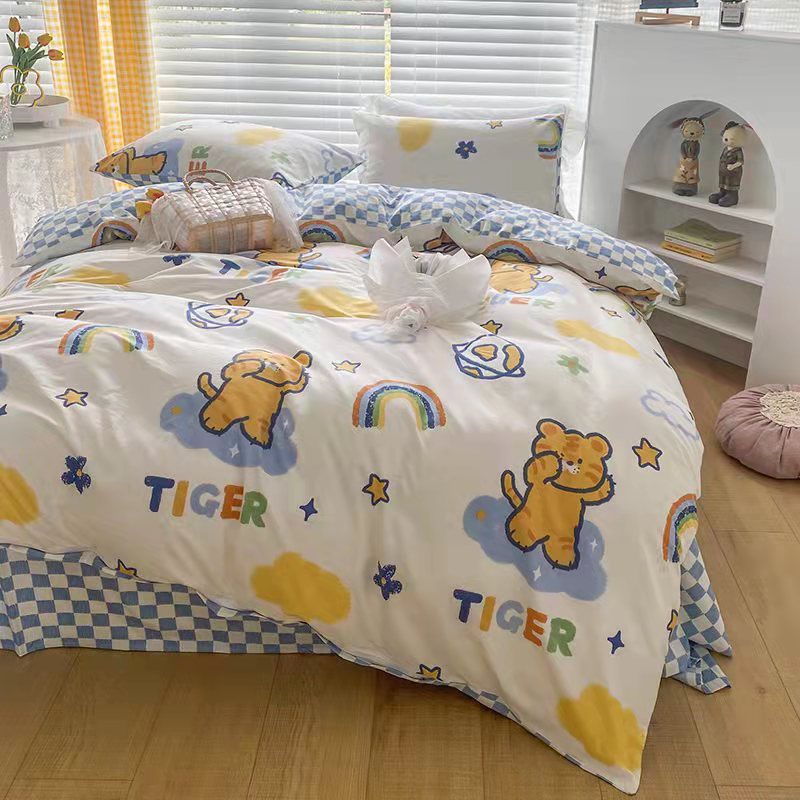 Bộ chăn ga gối cotton living nhập khẩu lonaabedding họa tiết hổ cute ( fullsize)