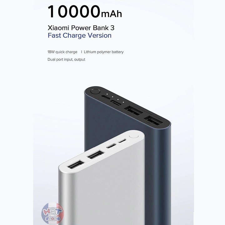 Pin sạc dự phòng Xiaomi 10000mAh Gen 3 2019 sạc nhanh 18W PLM13ZM