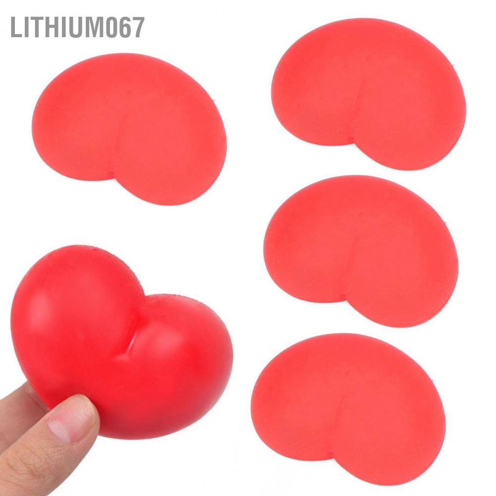 Lithium067 12 cái Đồ chơi căng thẳng trái tim Đàn hồi mềm cao su mô phỏng hình màu đỏ Hình giải nén bóng trẻ em Người lớn