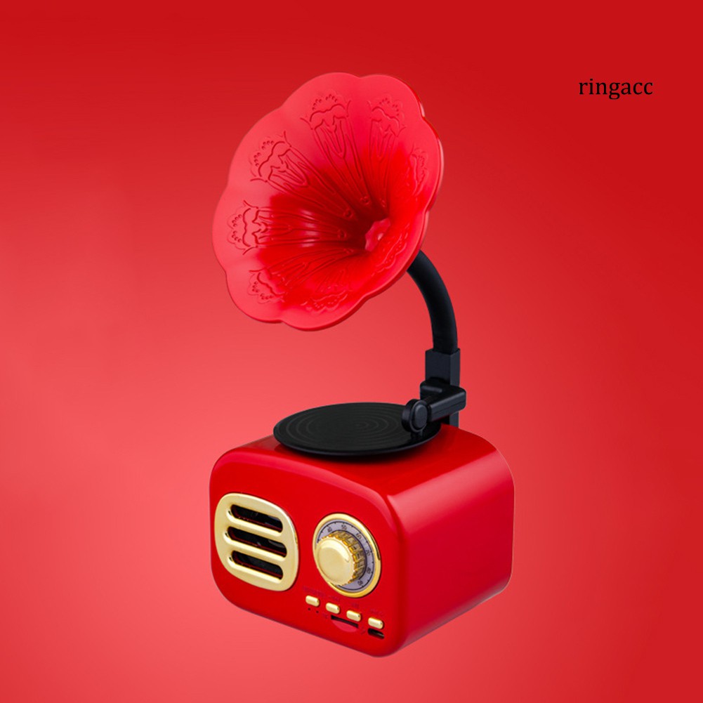 RC_Retro Mini Phonograph Stereo Music Radio Wireless Bluetooth Speaker Soundbox