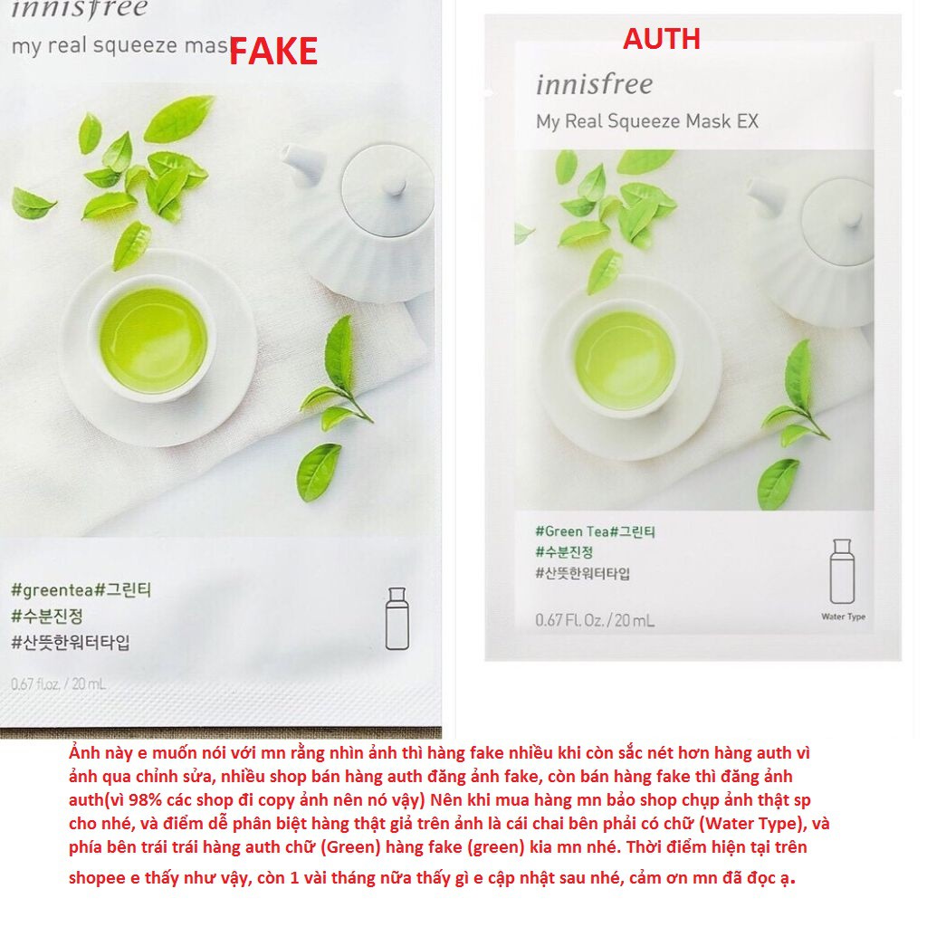 Mặt nạ giấy innisfree {𝑪𝑨𝑴 𝑲𝑬̂́𝑻 𝑪𝑯𝑰́𝑵𝑯 𝑯𝑨̃𝑵𝑮} mặt nạ giấy innisfree My real Squeeze Mask Ex set 20ml | BigBuy360 - bigbuy360.vn