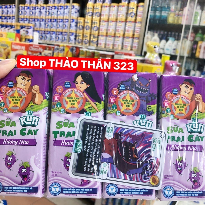 ❤CÓ THẺ ĐỔI QÙA HOT- Sữa Kun 6 Vị 180ml (1lốc x 4hộp)