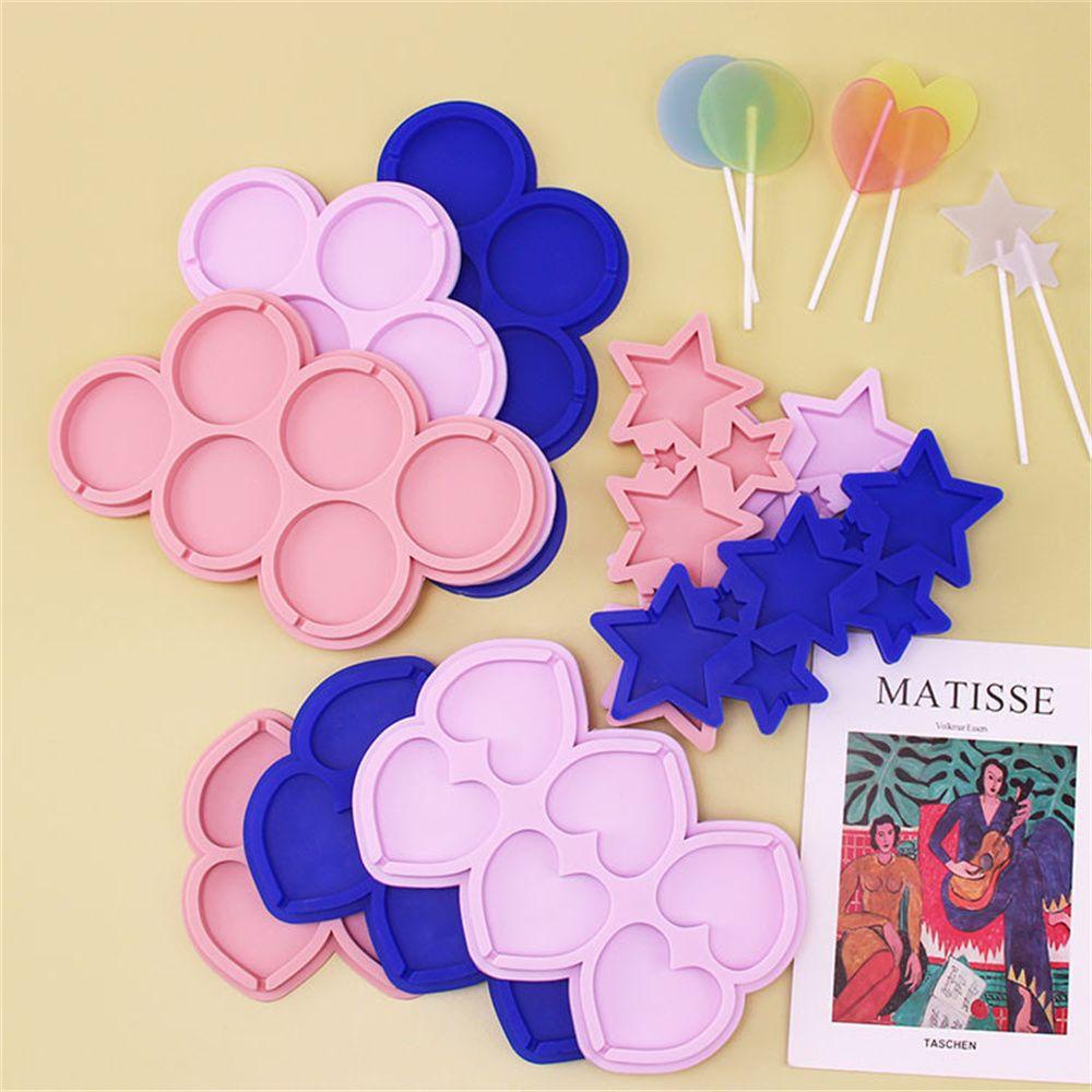 LEISURE Khuôn Silicone Làm Kẹo Mút Hình Tròn / Ngôi Sao / Trái
