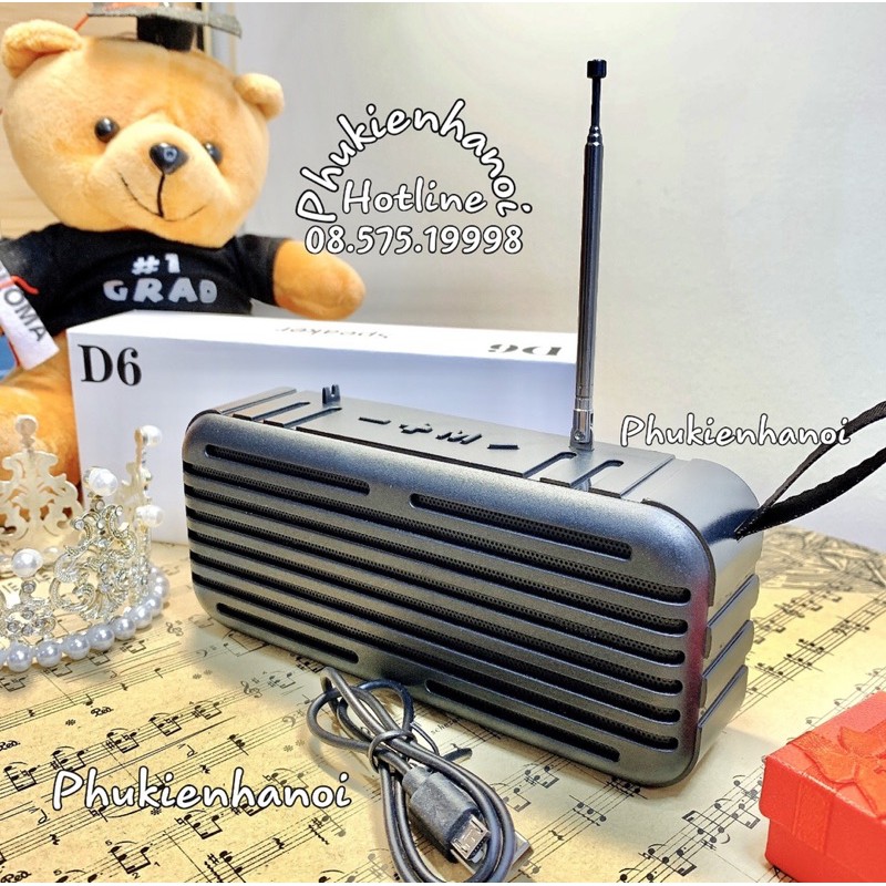 Loa Bluetooth D6, Âm thanh tốt tích hợp nghe đài FM, Radio, Bảo hành, đổi trả miễn phí