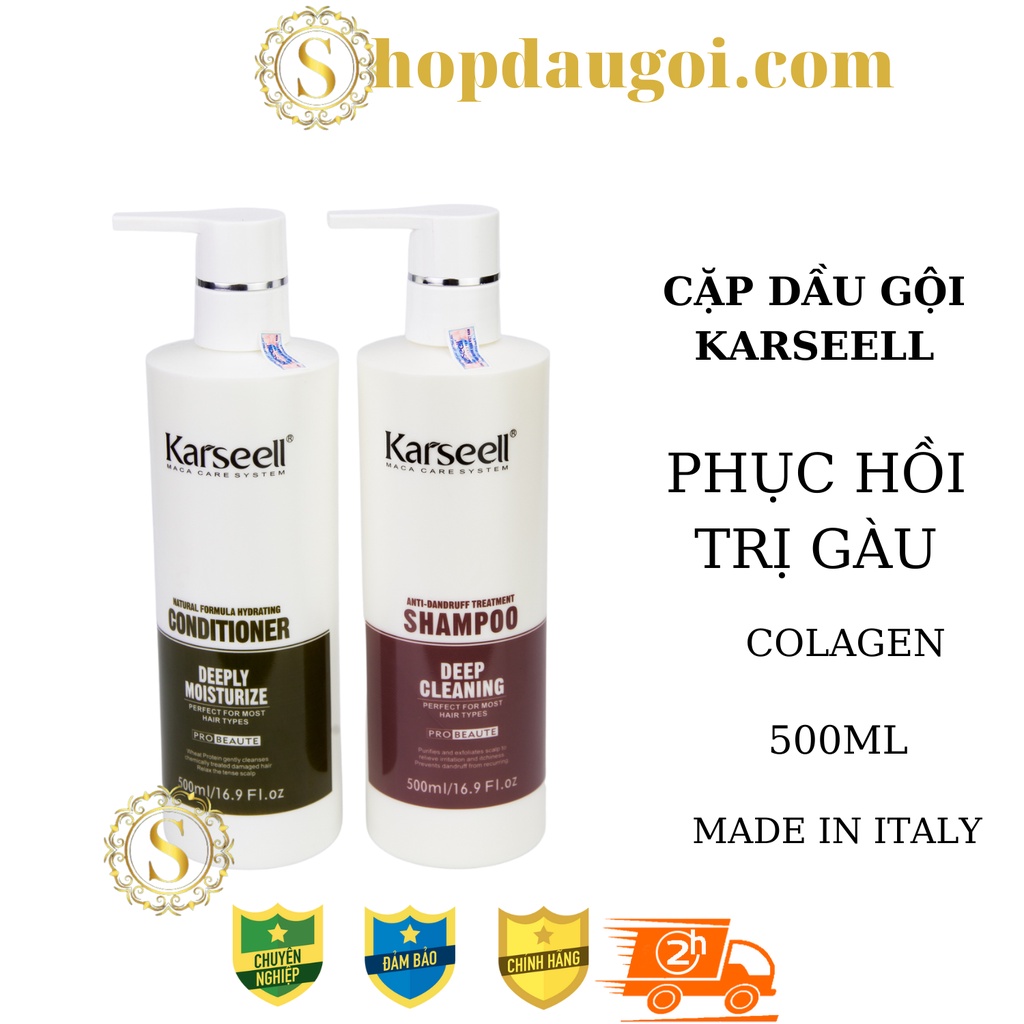 Dầu Gội Dầu Xả Colagen Karseell Dưỡng Ẩm Phục Hồi Siêu Mềm Mượt Hương Nước Hoa 500ml-800ml