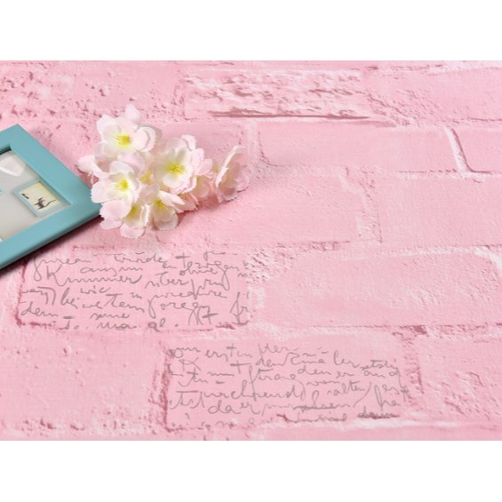 1 mét Giấy dán tường gạch hồng in chữ phong cách (khổ rộng 45cm)