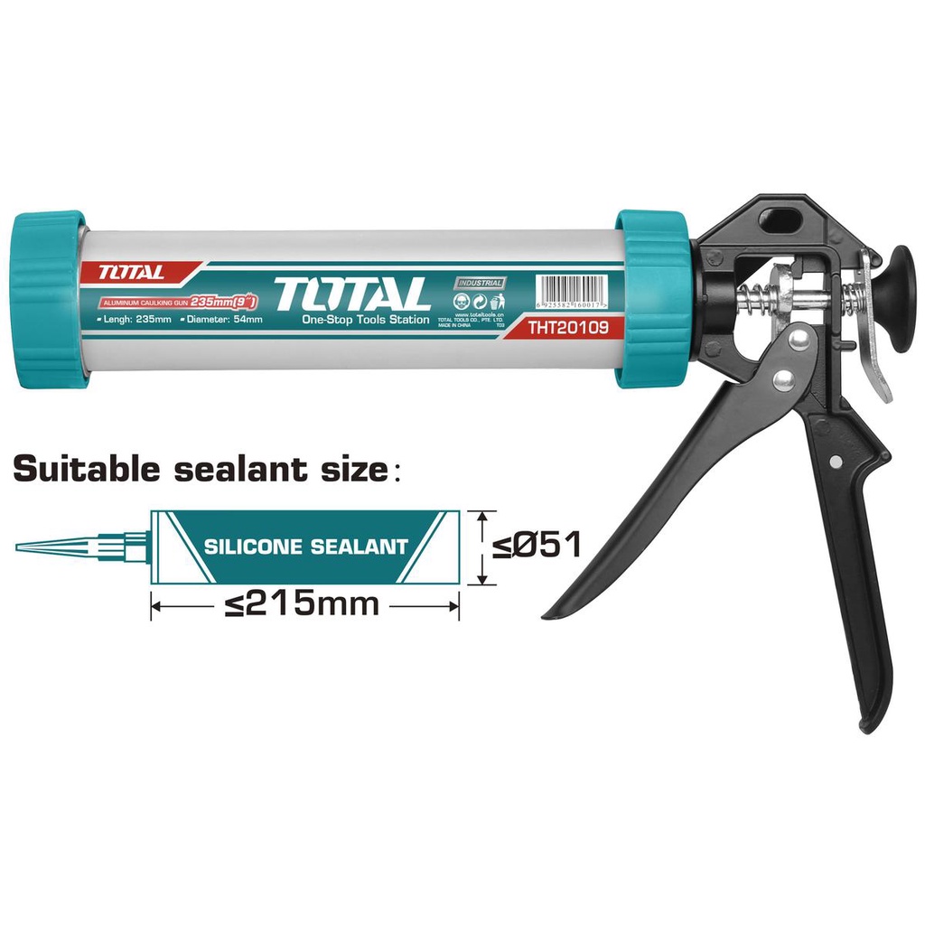 Súng bơm silicol thân nhôm Total THT20109