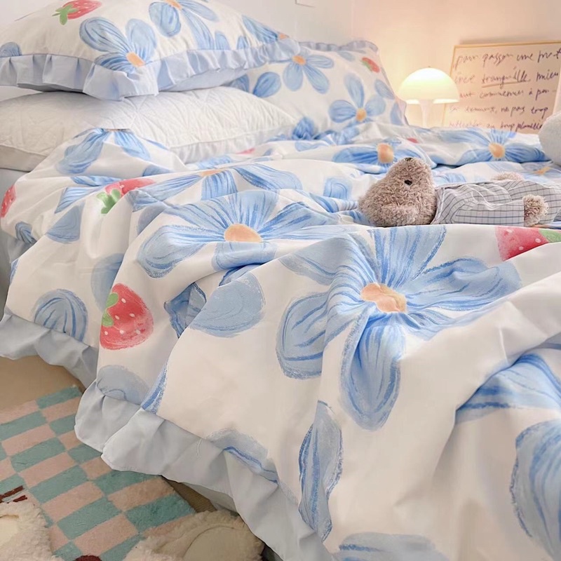 Sét chăn ga gối Đũi bèo Hàn Quốc chăn trần bông nhập khẩu mẫu mới 2022( tặng kèm vỏ ôm)