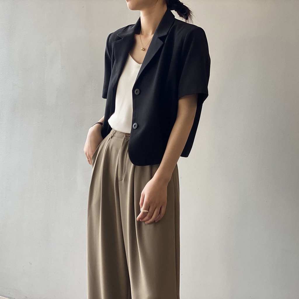 Áo Blazer Croptop Nữ tay ngắn, Áo Croptop Khoác Ngoài cổ vest, Đủ Size Đủ Màu trẻ trung năng động, form ngắn | BigBuy360 - bigbuy360.vn