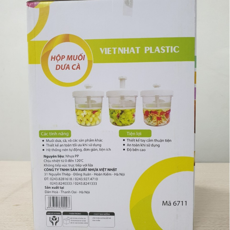 Hộp muối dưa, cà và các sản phẩm khác. Hệ thống nén tự động, đơn giản, tiện ích -Việt Nhật  6710 và 6711