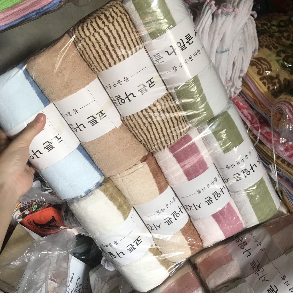 Khăn Tắm Lông Cừu  Hàn Quốc Khổ Lớn 70x140cm Siêu Thấm Chất Cotton Cao Cấp
