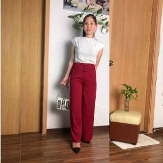 Quần ống rộng Q3037 cạp cao vải trượt hàn có 3 màu 5 size s-xxl