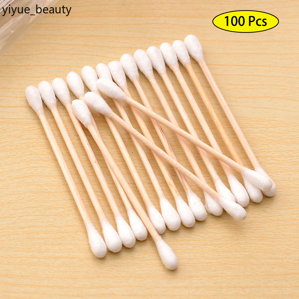 (Hàng Mới Về) Set 100 Tăm Bông Hai Đầu Chất Liệu Cotton Tiện Dụng