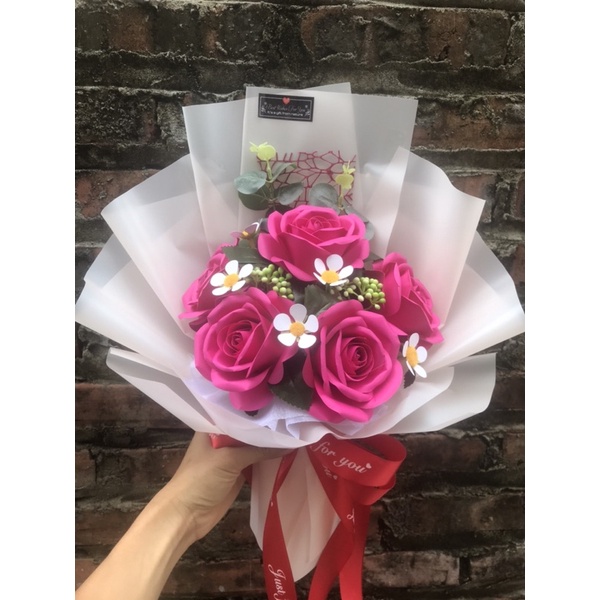 Bó hoa hồng hanmade 5 bông