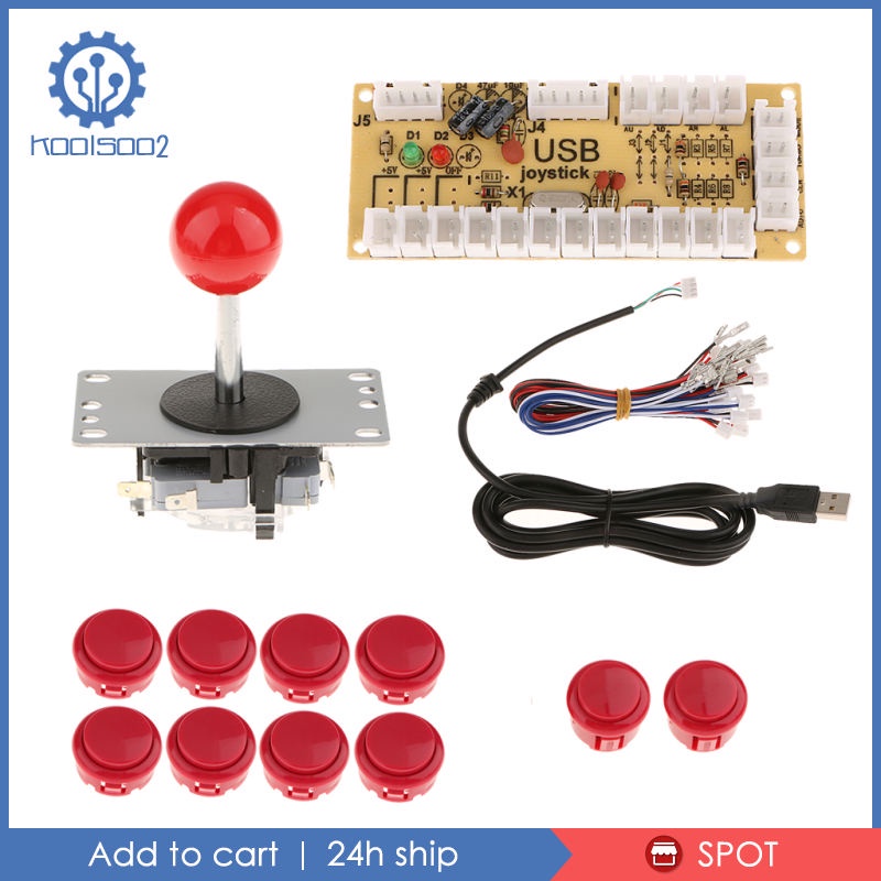 Arcade DIY Kits USB Encoder with PC Joystick 5 Pin + 10 Push Buttons White