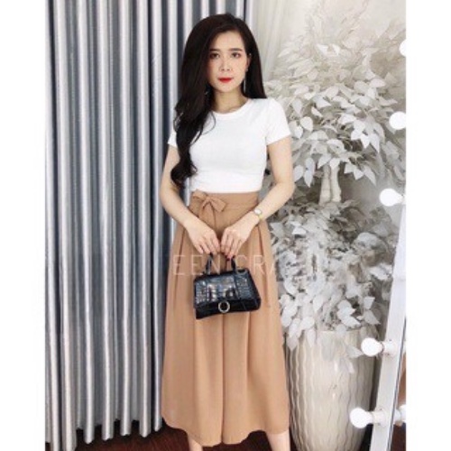 Quần ống rộng giả váy nữ cạp cao short ngố nữ LOẠI ĐẸP có chun sau chất đũi mềm mát PONY68