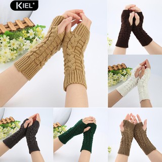 Găng tay nữ len đan ngón trần thời trang 2018