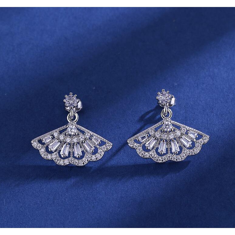 Thời trang vỏ sò tai móc S950 bạc cao carbon kim cương bông tai cho phụ nữ