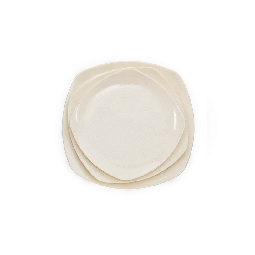 Dĩa vuông nhựa Melamine Vân Đá Kem/Đen size 20.3cm (DV06)