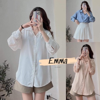 Áo sơ mi kiểu nữ bánh bèo form rộng basic hàn quốc Sơ mi dài tay vải lụa hàn cao cấp