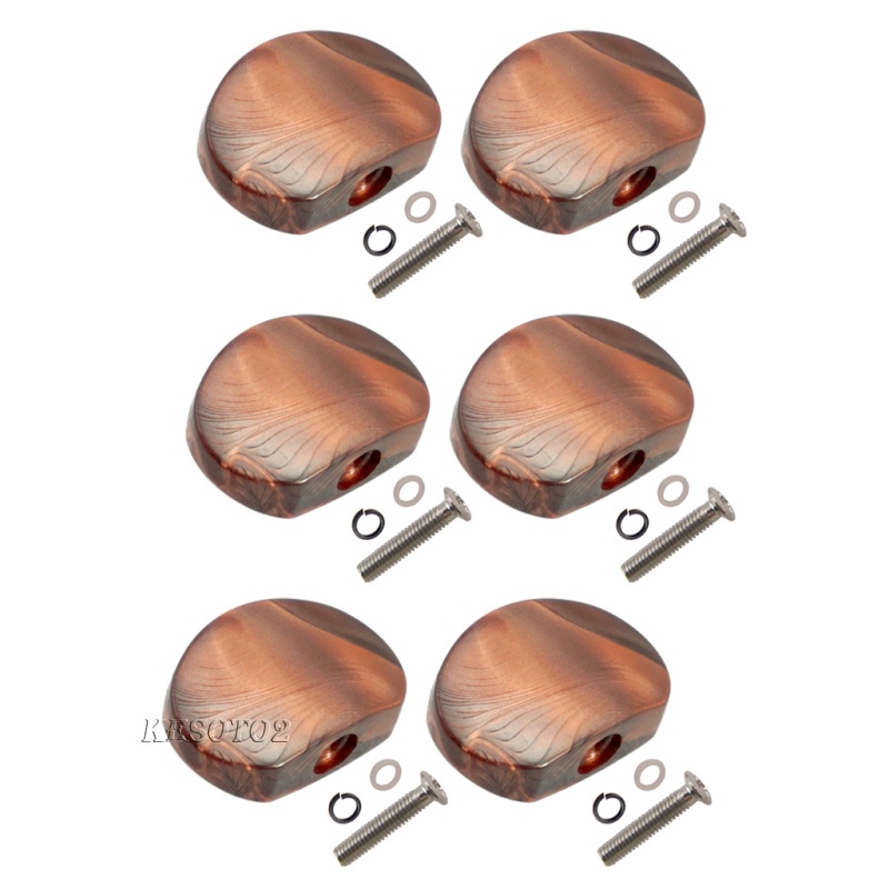 6pcs Tuner Tuning Key Knobs Button for Acoustic/Electric Guitar Oval Coffee