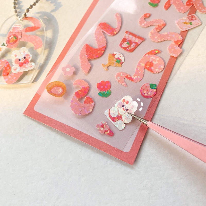 Flowertree 1 Bộ Sticker Dán Trang Trí Scrapbook Hình Thỏ