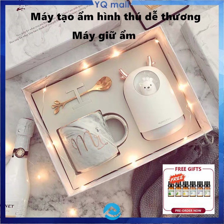 Máy phun sương tạo ẩm không khí thiết kế hình gấu con có đèn LED