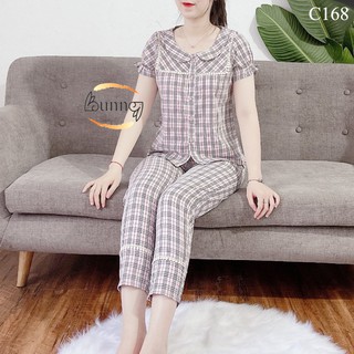 Đồ bộ mặc nhà quần áo bộ nữ chất thô lụa mềm