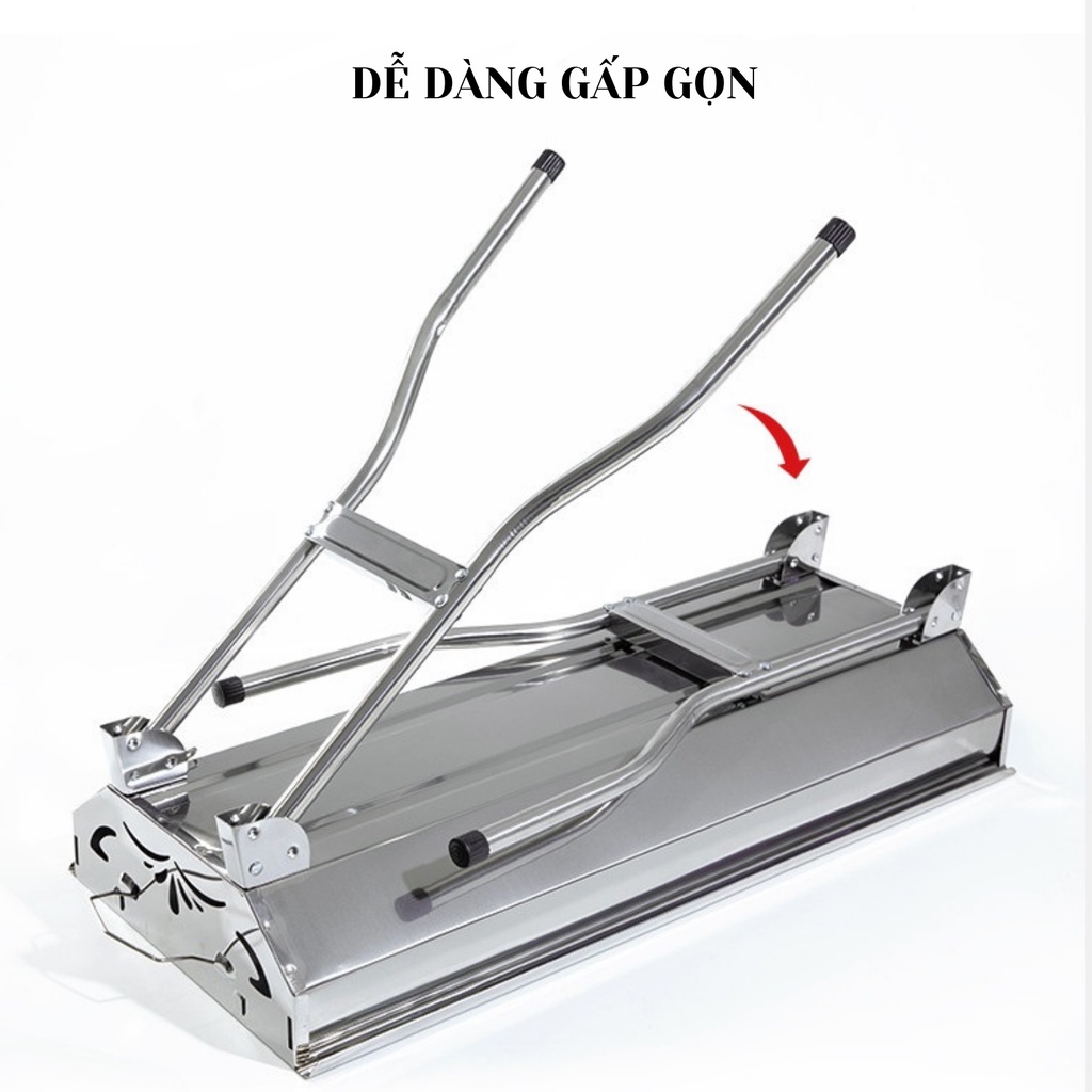 Bếp nướng BBQ ngoài trời dã ngoại nướng than hoa inox có thể gấp gọn chân cao xếp MD8009