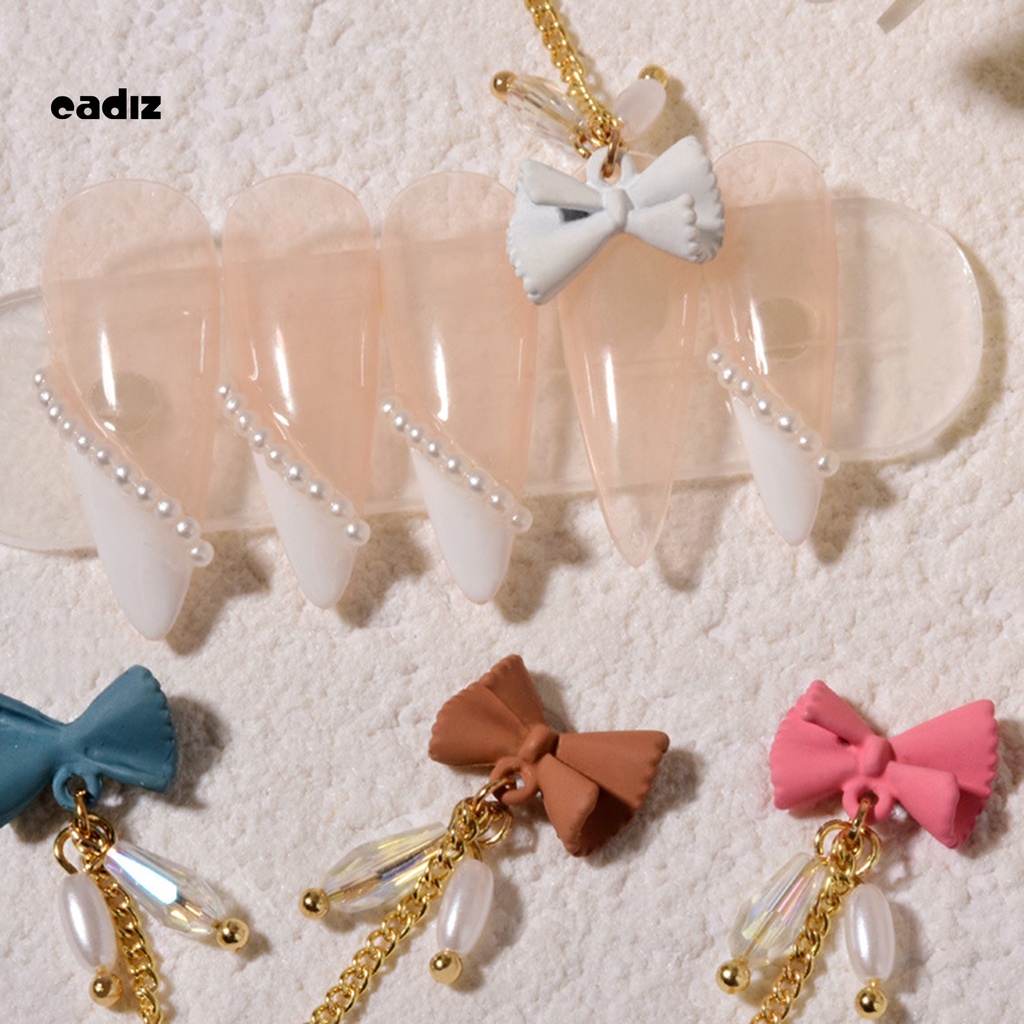 [Hàng mới về] Set 3 phụ kiện dây xích có đính nơ trang trí cho móng tay