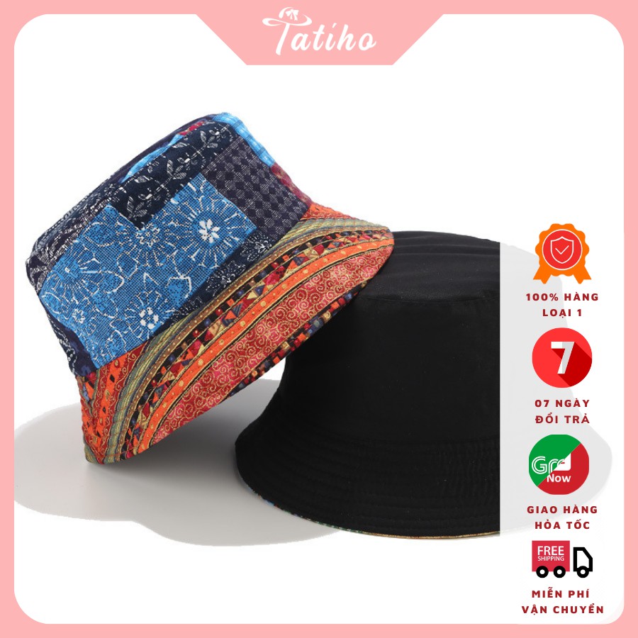 [Hàng Xịn, Giá Tốt] Mũ Nón Bucket Vành Ngắn Họa Tiết Thổ Cẩm Nhiều Màu - Mã NV012