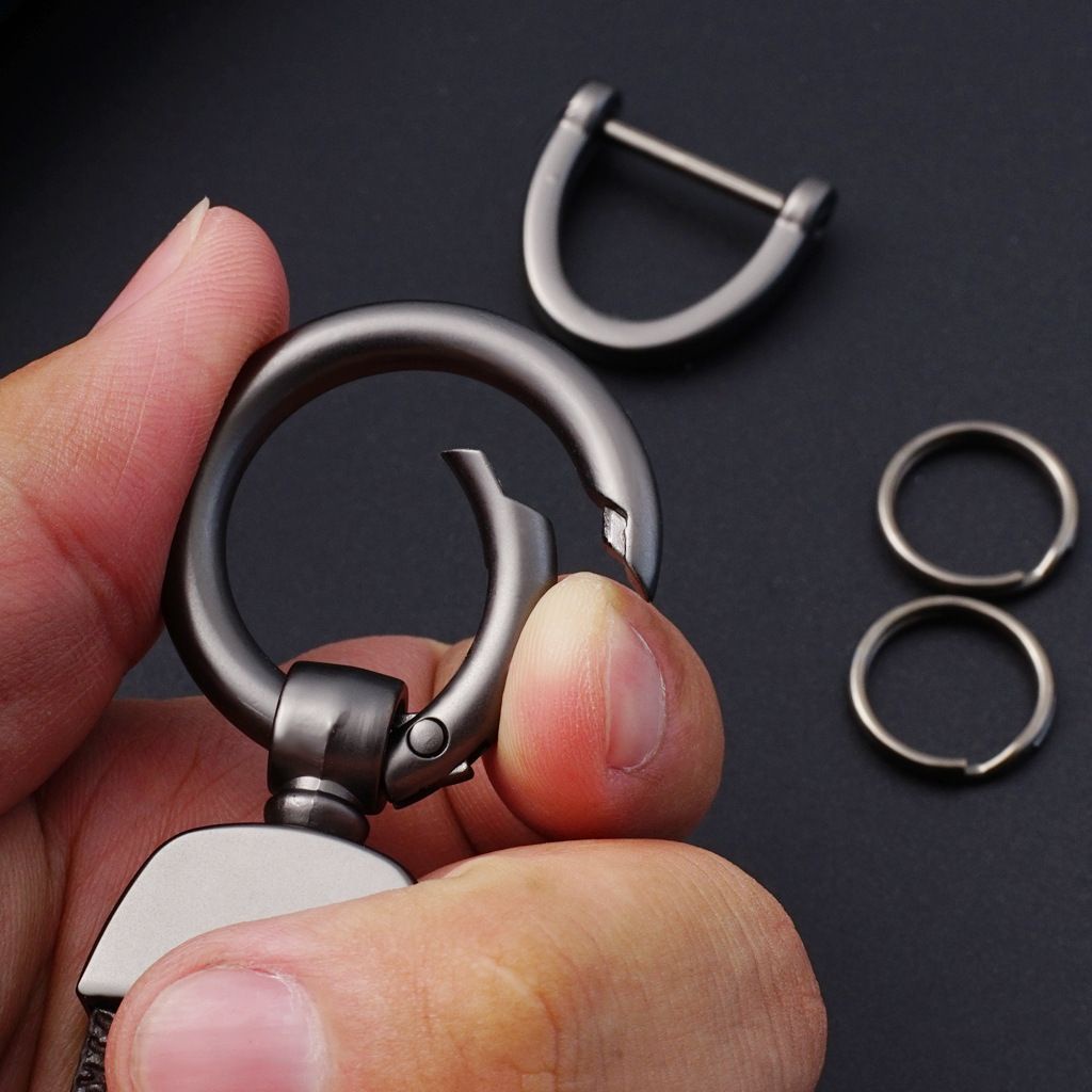 Móc khóa dây da PU có vòng giữ kim loại sang trọng dành cho cả nam và nữ