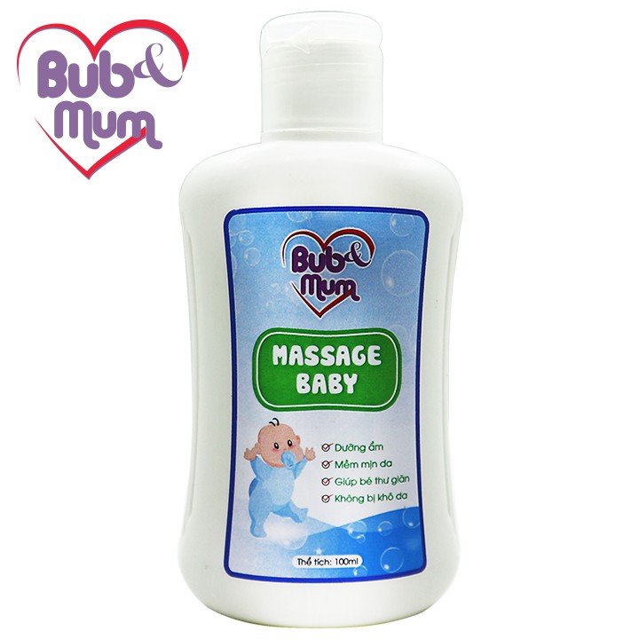 Dầu massage cho bé 100ml BuB&MuM chiết xuất tinh dầu thiên nhiên giúp giữ ấm và giữ da bé mềm mại